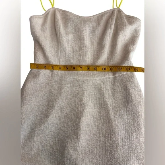 Black Halo Quill White Midi Dress with Neon Trim Size 8. D23 - Picture 15 of 16